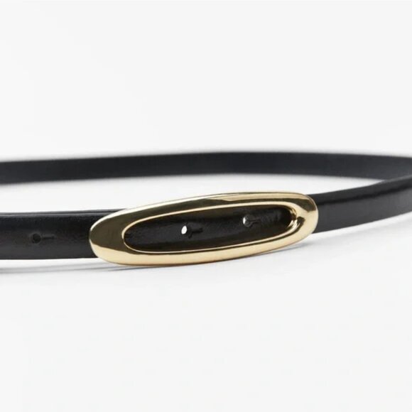 Zara Fine Leather Belt With Oval Metal Buckle main image 5